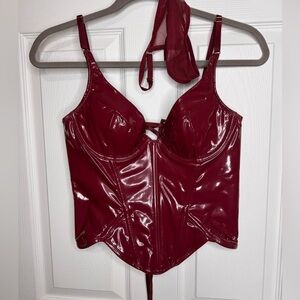 Victoria's Secret Glossy Burgundy Camisole with Matching Thong